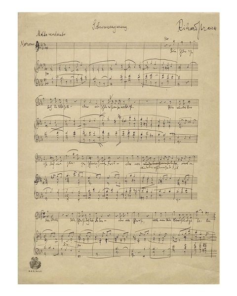 Richard Strauss Signed, Handwritten Musical Manuscript for the Final Scene in His Opera, ''Die schweigsame Frau''